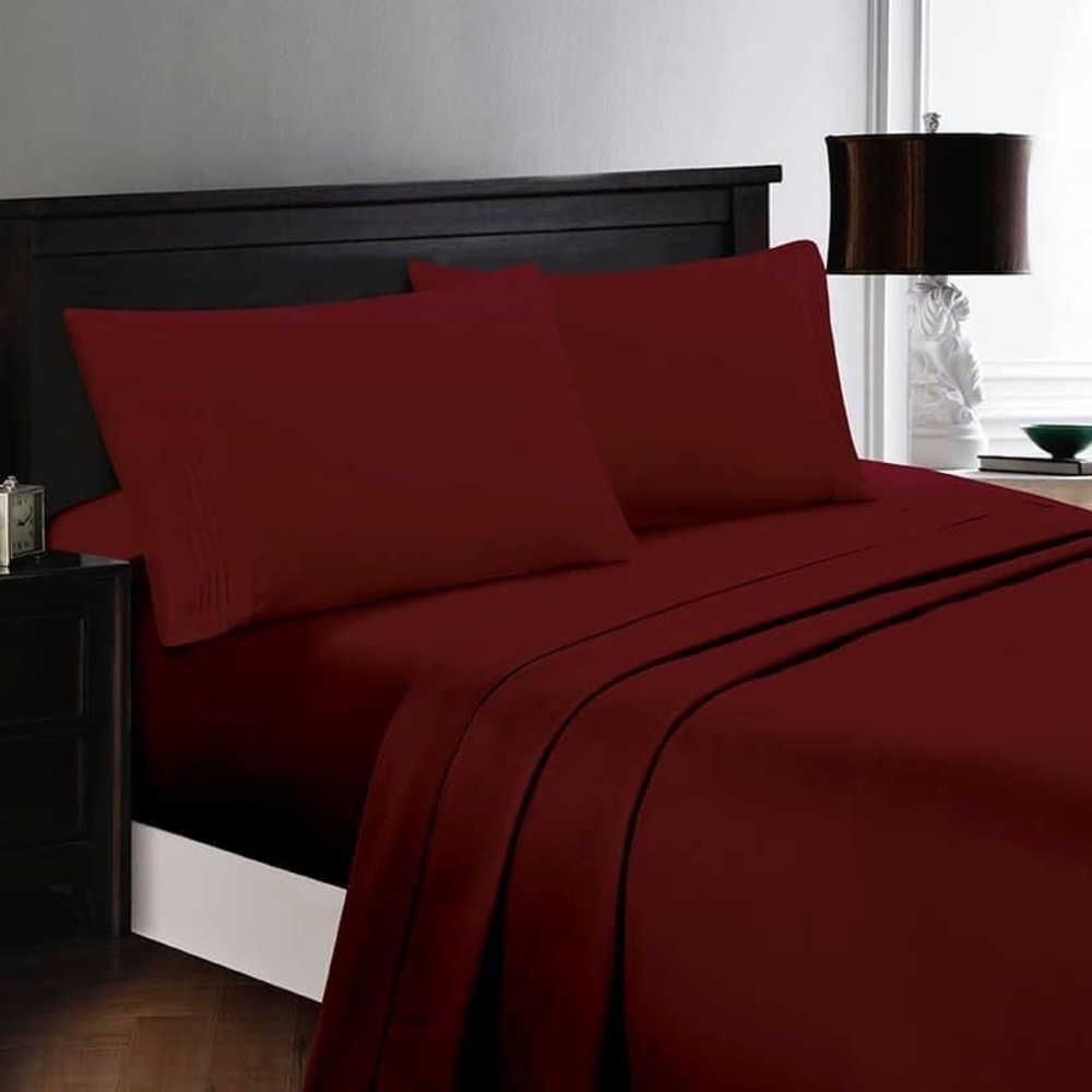 ⭐️SALE⭐️Queen 4pc Burgundy Bedsheets - Picture 1 of 6
